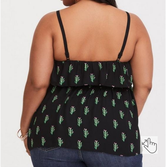 Torrid Black Cactus Print Chiffon Tank Top Size 0 - Picture 11 of 11